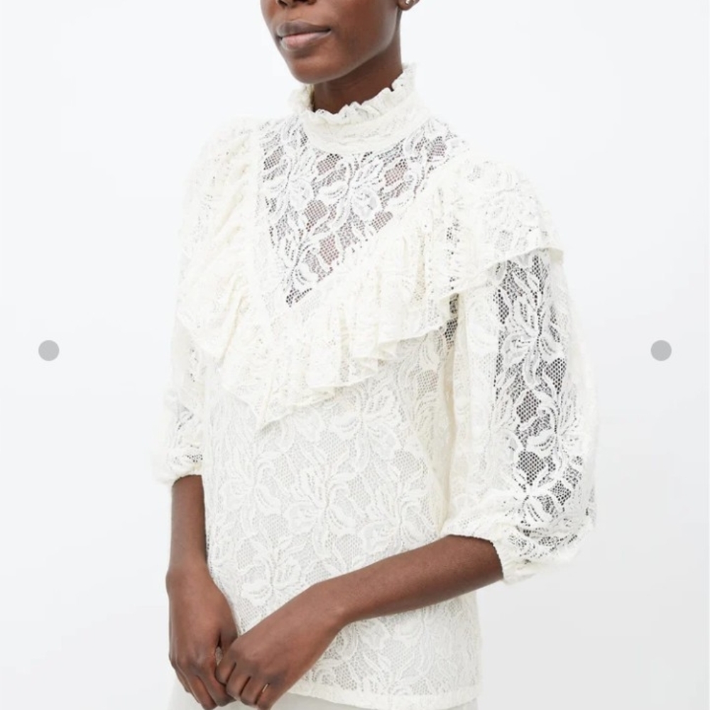 Horses Atelier Ruffled Blouse in Cream Size 1